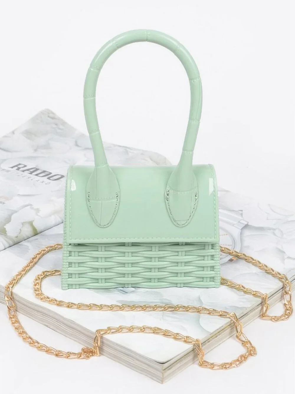 Weaved Top Handle Clutch